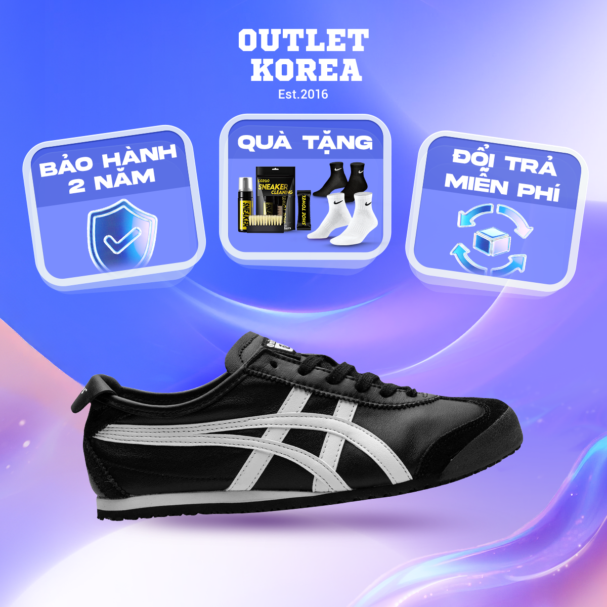 Giày Tiger Mxc66 Black White Chính Hãng