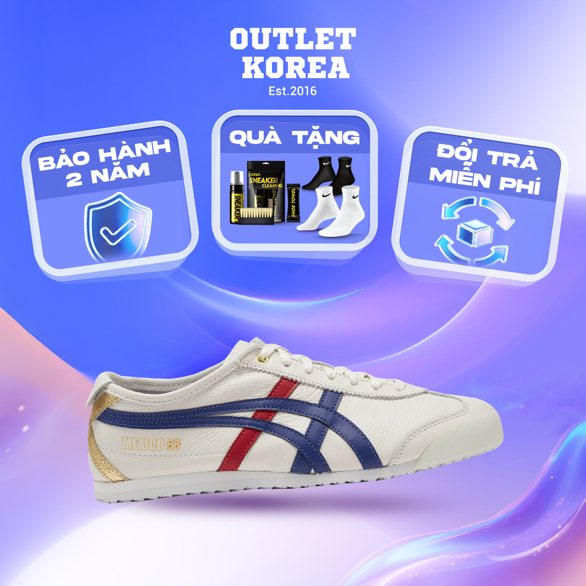 Giày Tiger Mexico 66 WHITE/DARK BLUE Chính Hãng