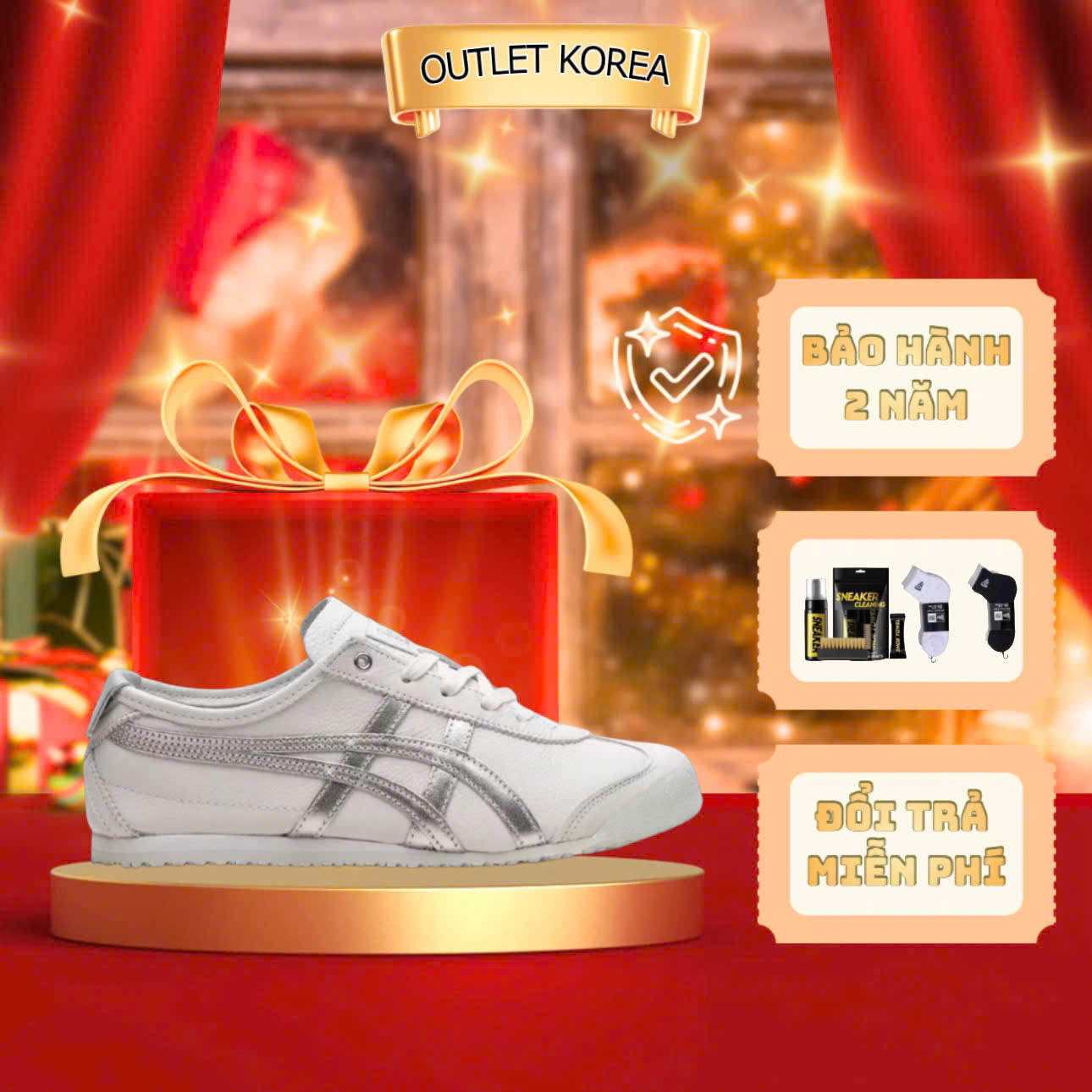 Giày Tiger Mxc66 White/Silver Chính Hãng